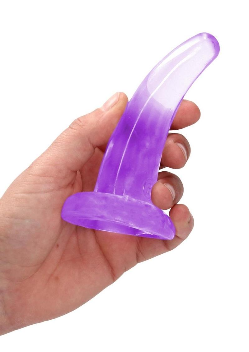 Realrock Crystal Clear Non Realistic Dildo with Suction Cup - Clear/Purple - 4.7in