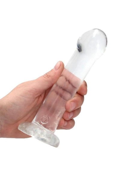 Realrock Crystal Clear Non Realistic Dildo with Suction Cup - Clear - 6.7in