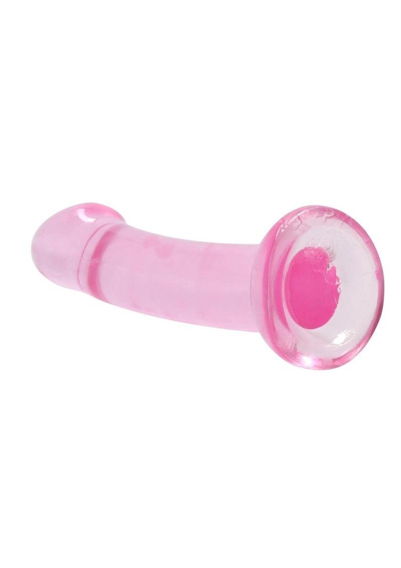 Realrock Crystal Clear Non Realistic Dildo with Suction Cup - Clear/Pink - 6.7in