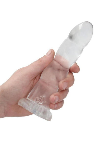 Realrock Crystal Clear Non Realistic Dildo with Suction Cup - Clear - 7in