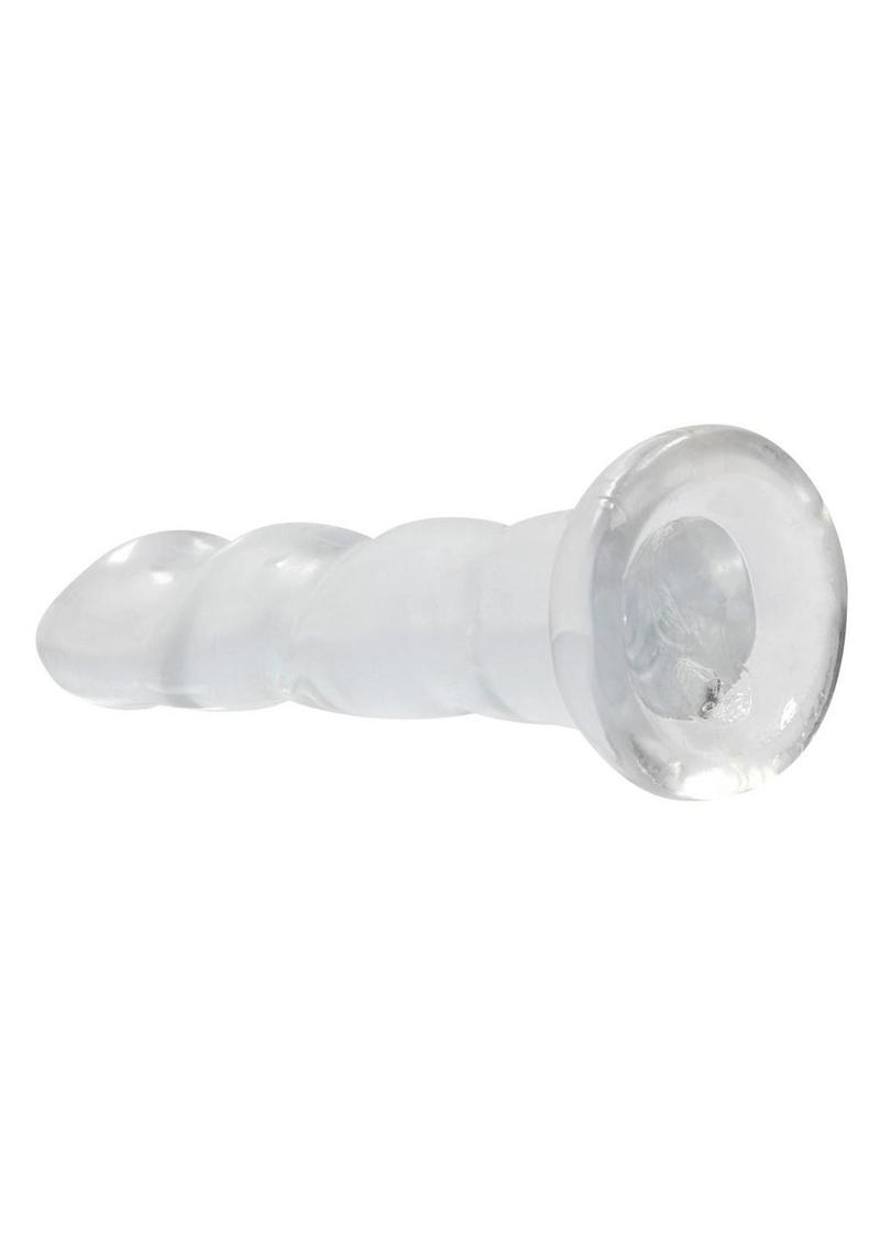 Realrock Crystal Clear Non Realistic Dildo with Suction Cup - Clear - 7in