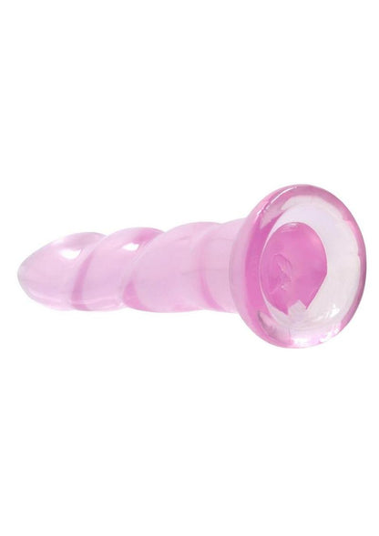 Realrock Crystal Clear Non Realistic Dildo with Suction Cup - Clear/Pink - 7in