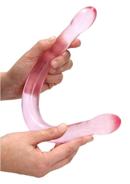 Realrock Crystal Clear Non Realistic Double Dildo - Clear/Pink - 17in