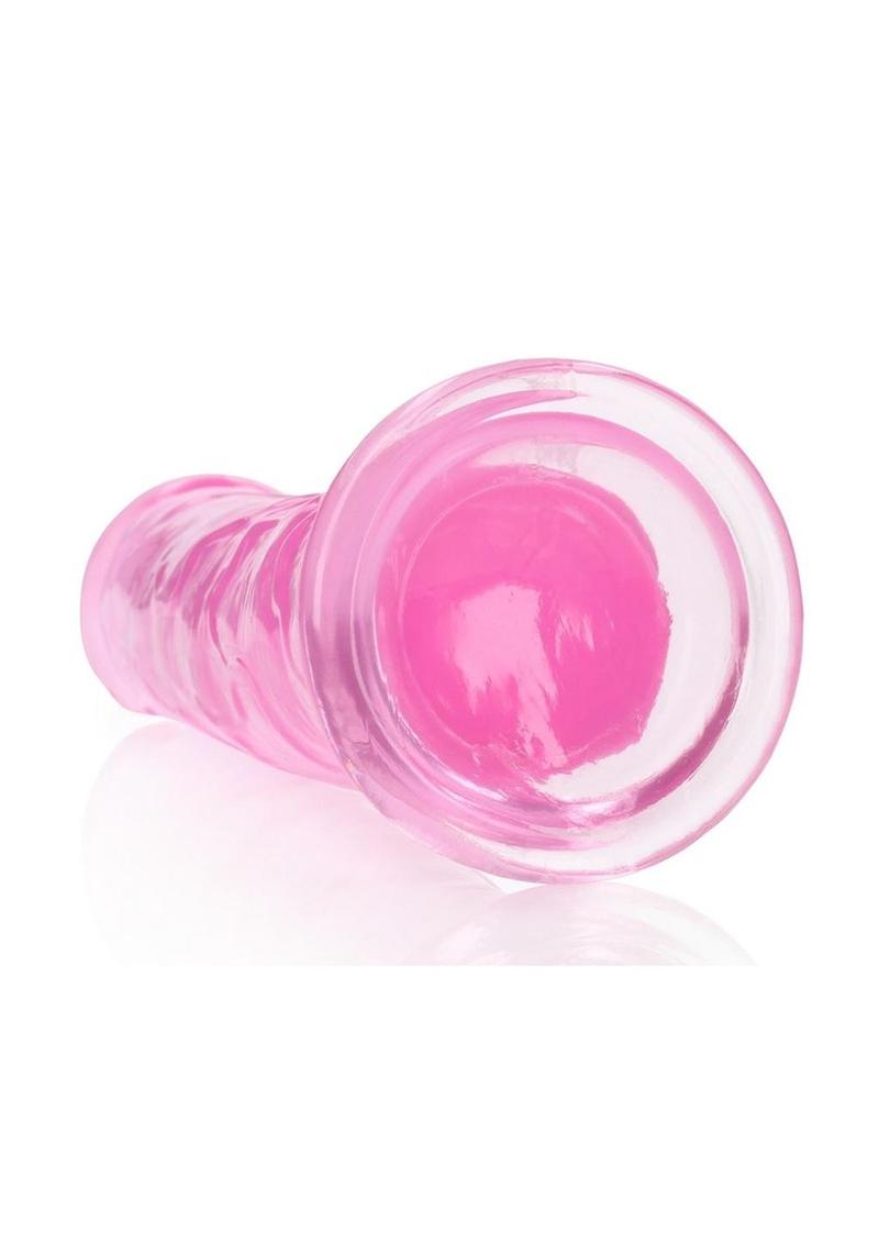 Realrock Crystal Clear Straight No Balls Dildo - Clear/Pink - 10in