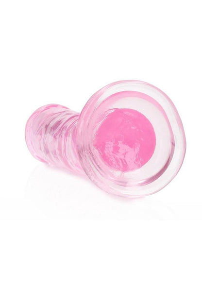 Realrock Crystal Clear Straight No Balls Dildo - Clear/Pink - 6in