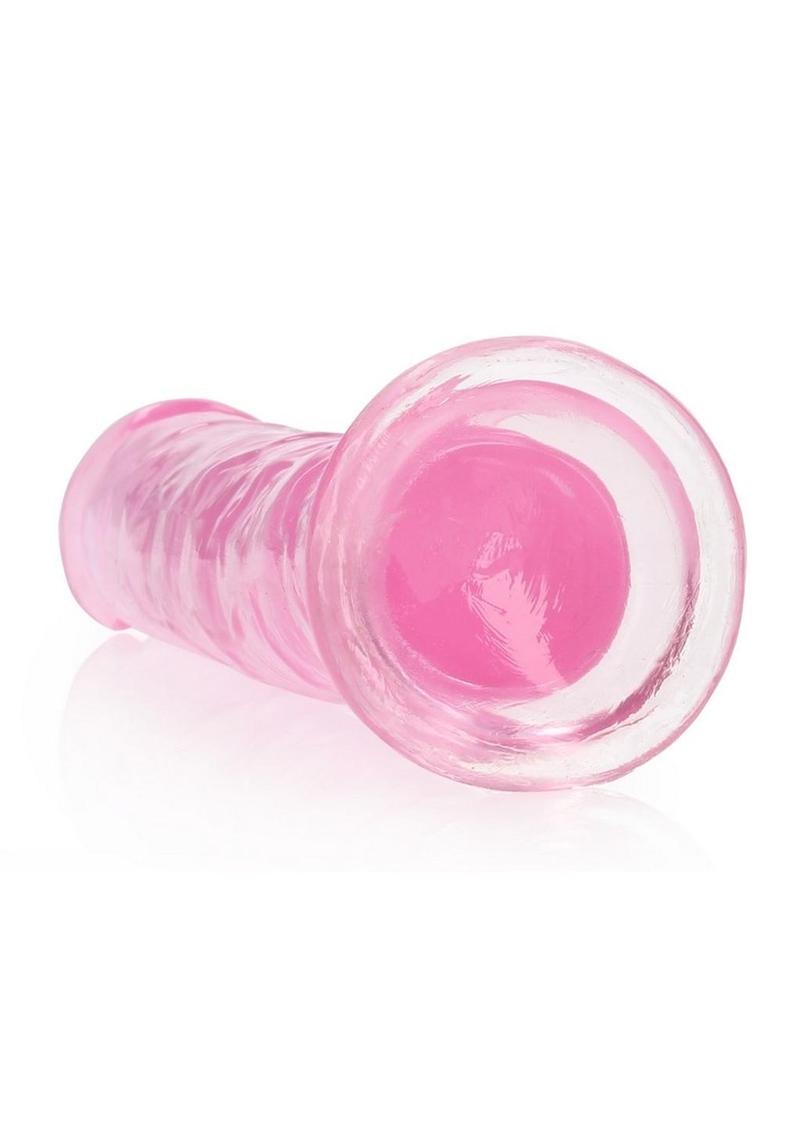 Realrock Crystal Clear Straight No Balls Dildo - Clear/Pink - 7in