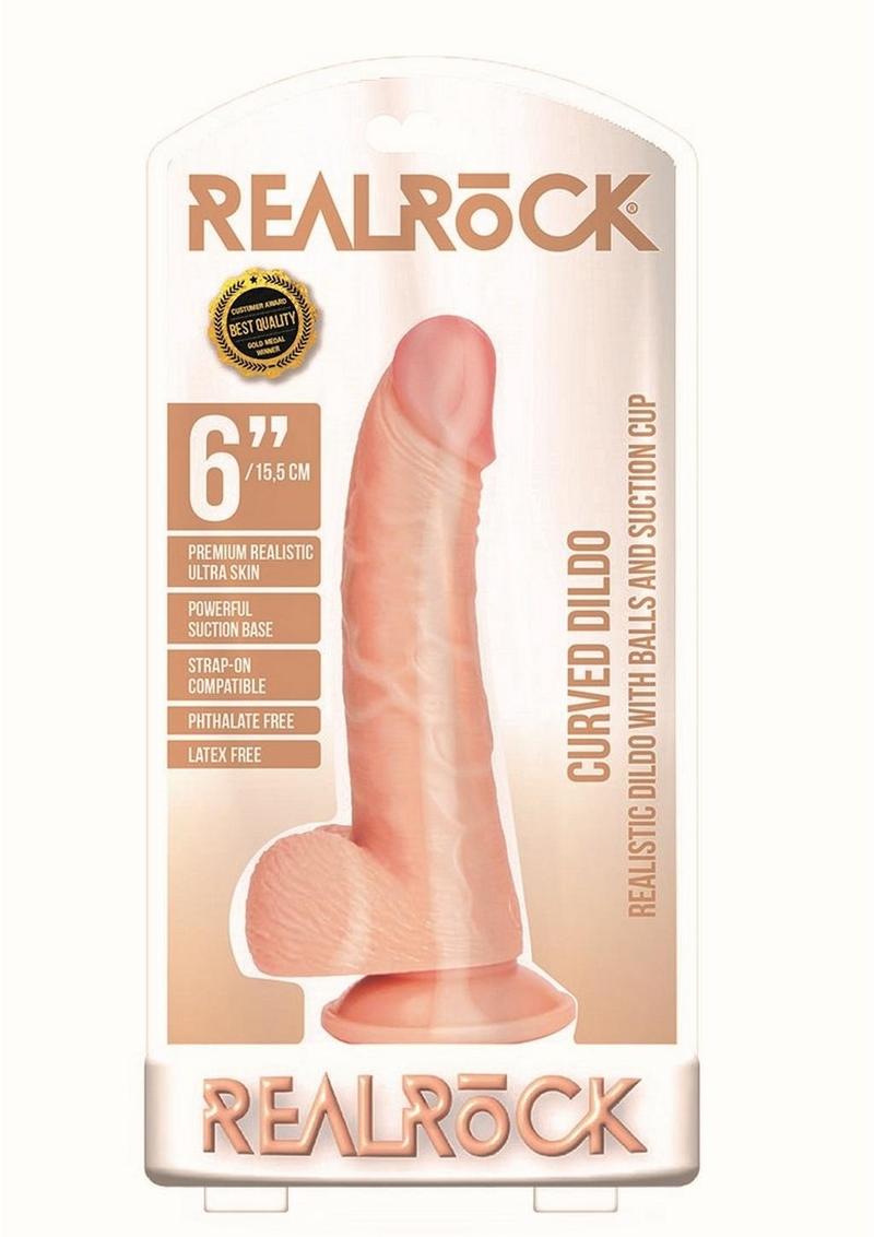 Realrock Curved Realistic Dildo with Balls and Suction Cup