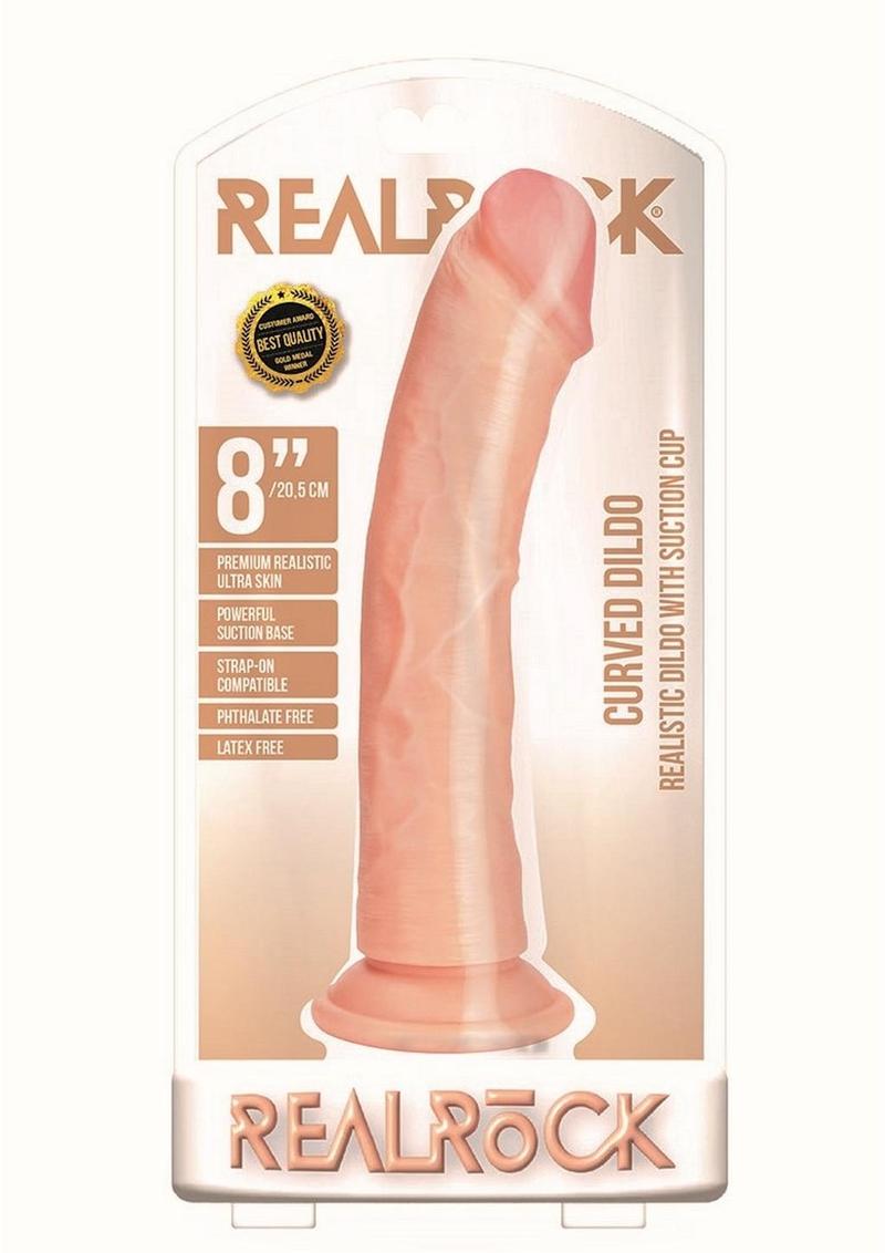 Realrock Curved Realistic Dildo with Suction Cup - Vanilla - 8in