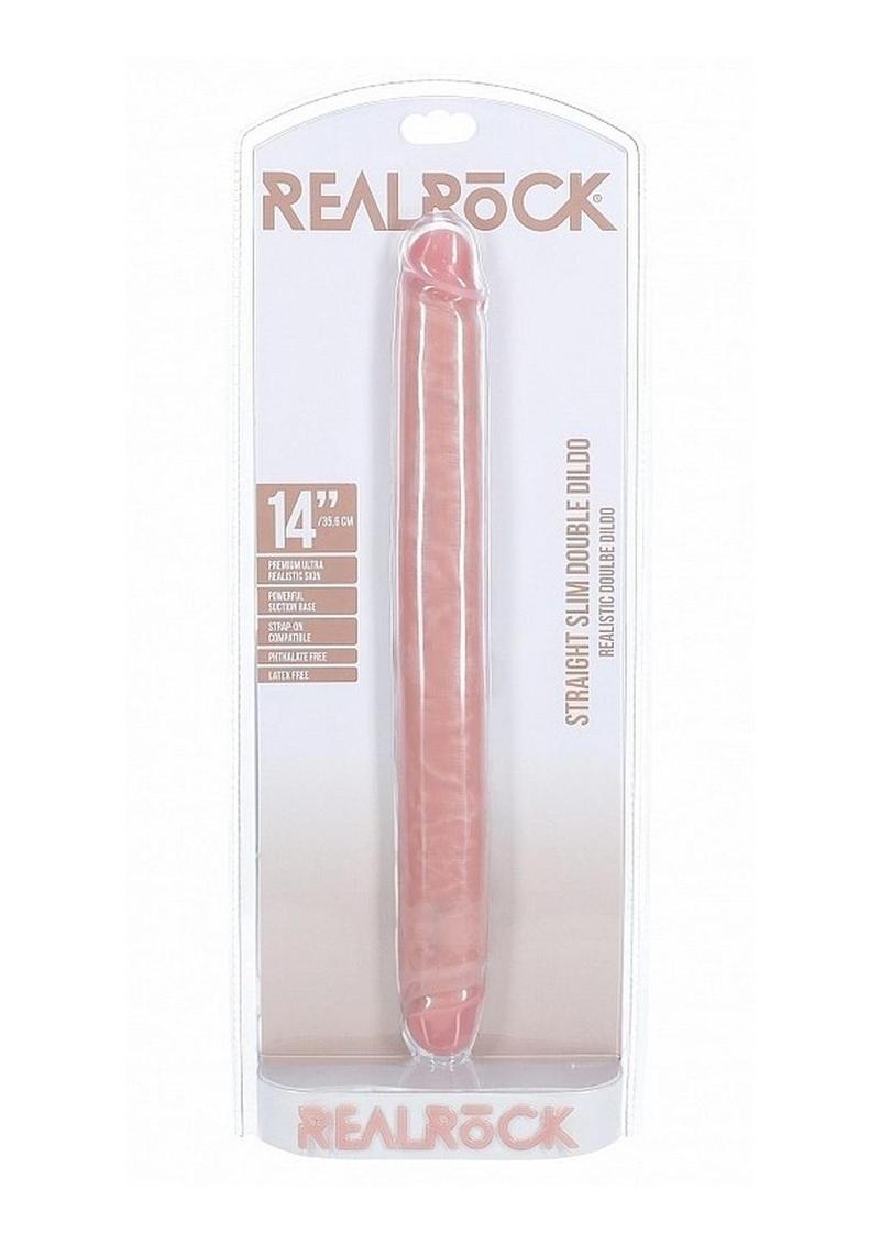 Realrock Realistic Skin Slim Double Ended Dong - Vanilla - 14in