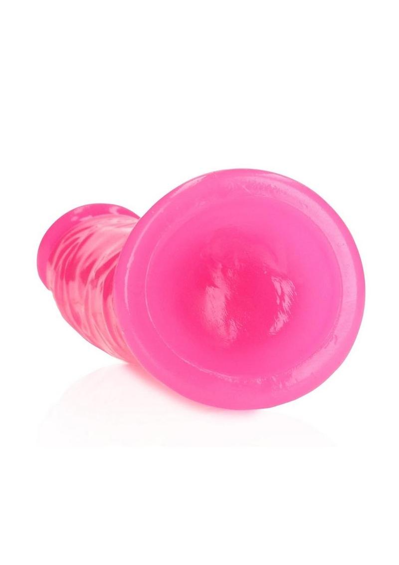 Realrock Slim Glow In The Dark Dildo with Suction Cup - Glow In The Dark/Pink - 6in