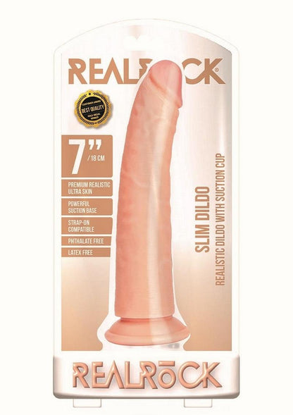 Realrock Slim Realistic Dildo with Suction Cup - Vanilla - 7in