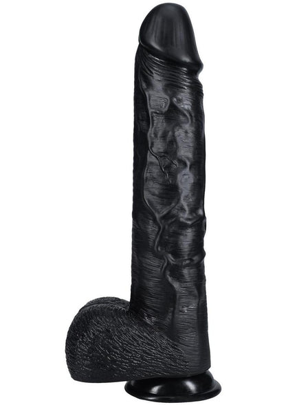 Realrock Ultra Realistic Skin Extra Large Straight Dildo with Balls and Suction Cup - Chocolate - 15in