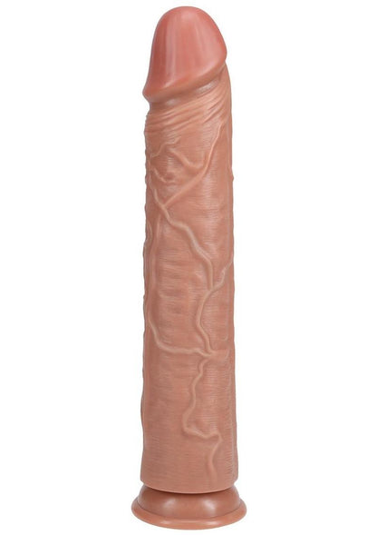 Realrock Ultra Realistic Skin Extra Large Straight Dildo with Suction Cup - Caramel - 14in