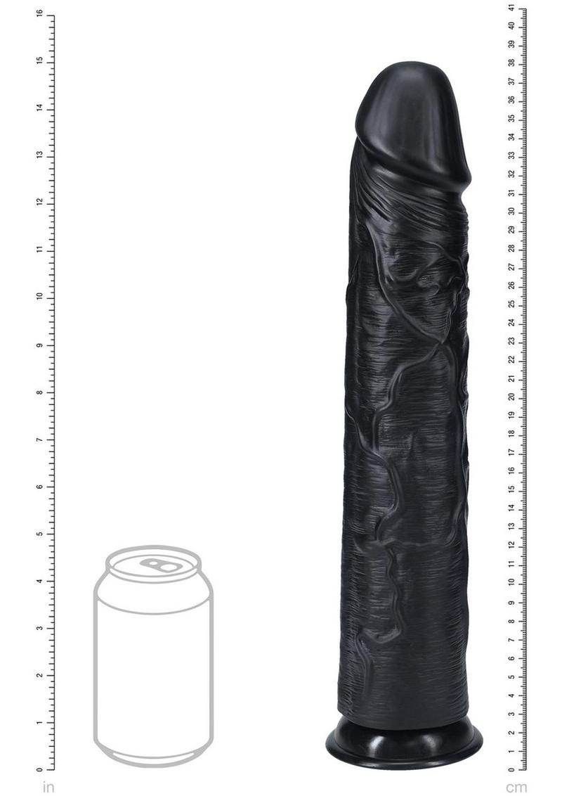 Realrock Ultra Realistic Skin Extra Large Straight Dildo with Suction Cup - Chocolate - 15in
