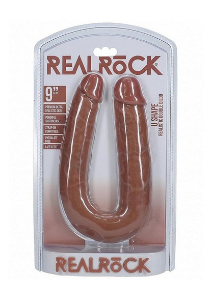 Realrock Ultra Realistic Skin U Shaped Double Dildo - Caramel - 9in