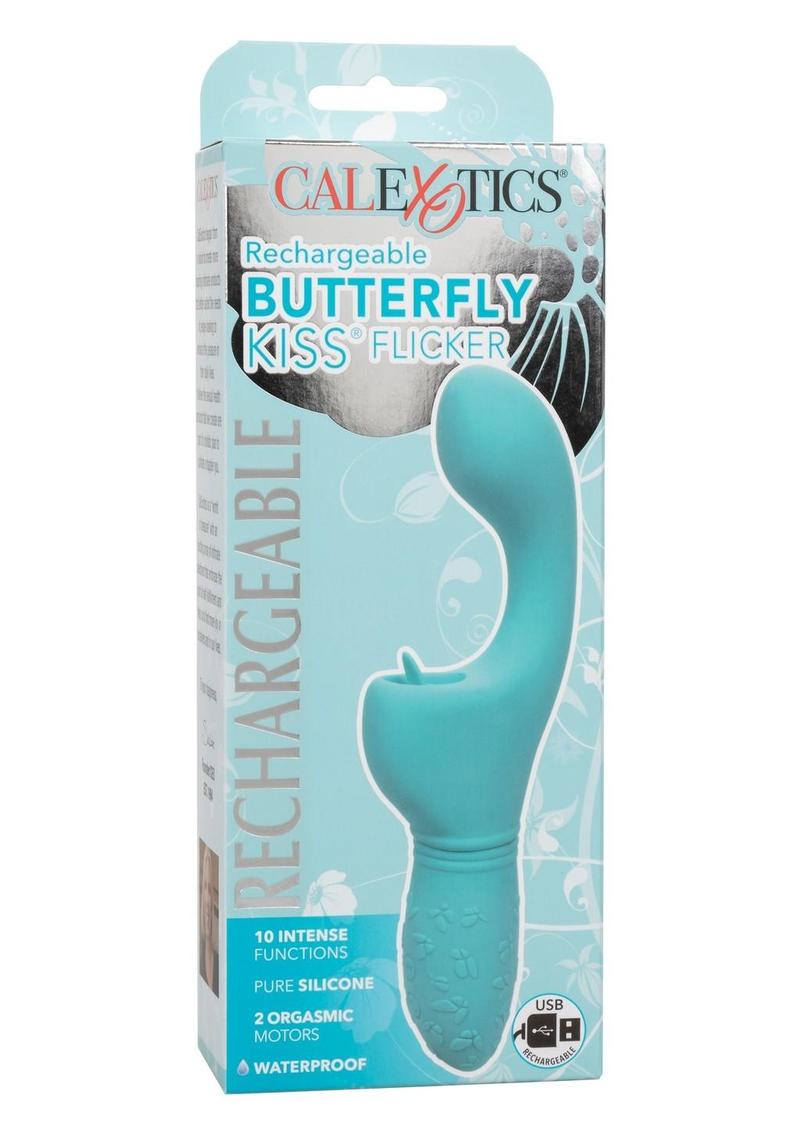 Rechargeable Butterfly Kiss Silicone Clitoral Flicker Vibrator - Blue