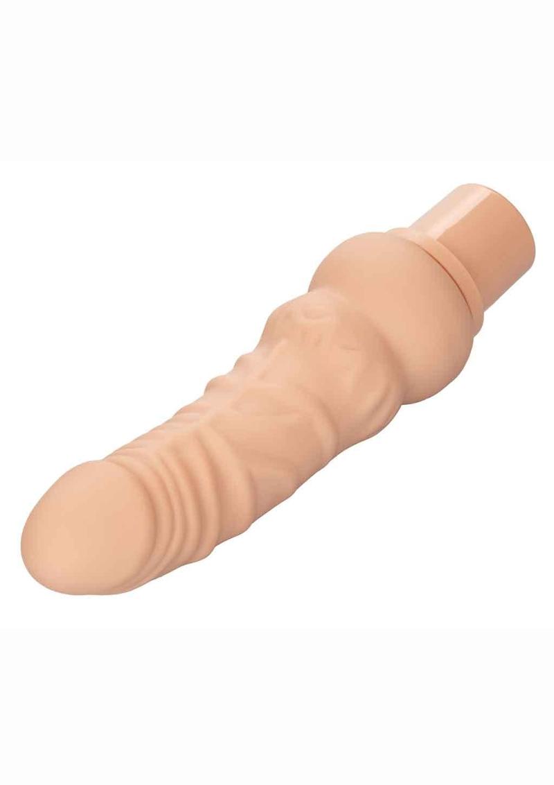 Rechargeable Power Stud Curvy Silicone Vibrating Dong - Vanilla