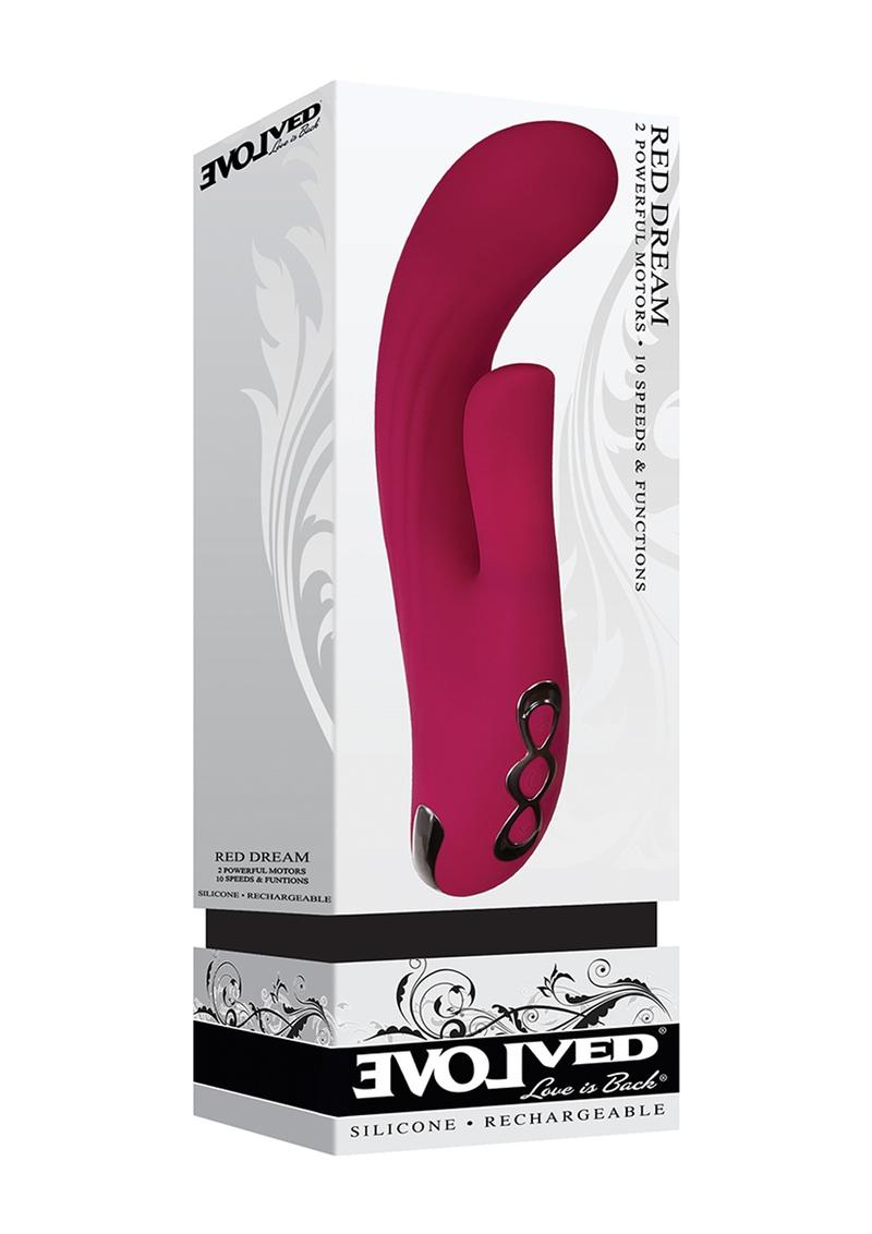 Red Dream Rechargeable Silicone Vibrator - Burgundy/Red