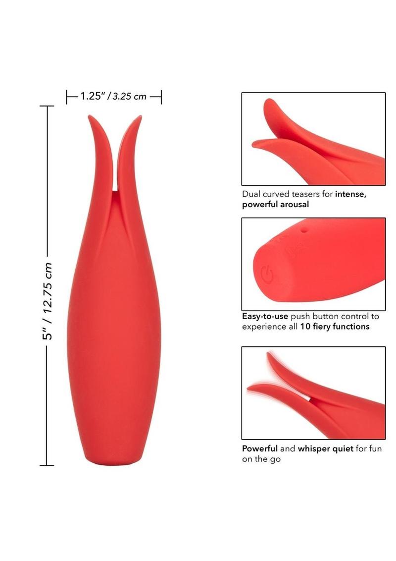 Red Hot Fury Rechargeable Silicone Vibrator with Clitoral Stimulation