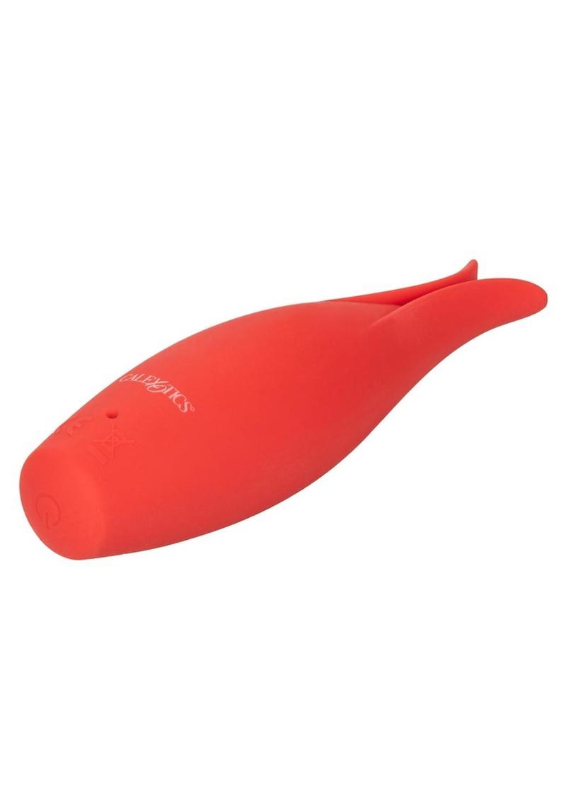 Red Hot Fury Rechargeable Silicone Vibrator with Clitoral Stimulation - Red