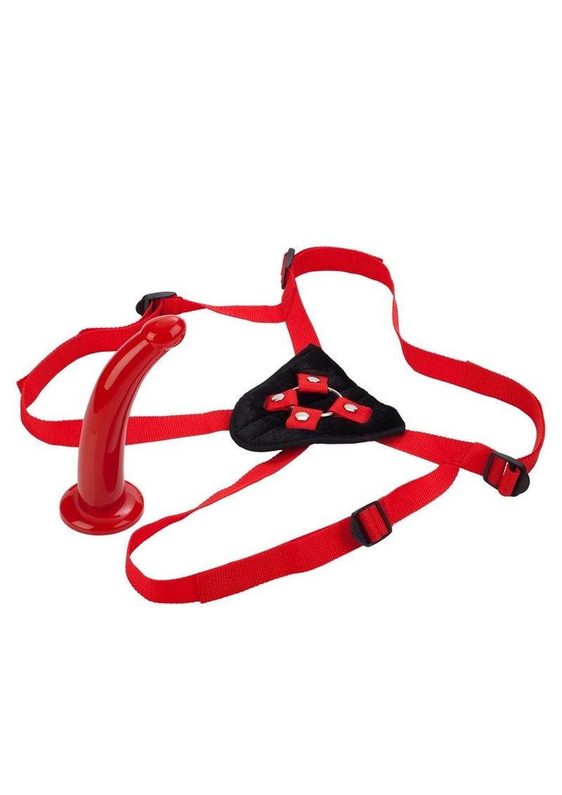 Red Rider Adjustable Strap-On with Dildo - Red - 7in