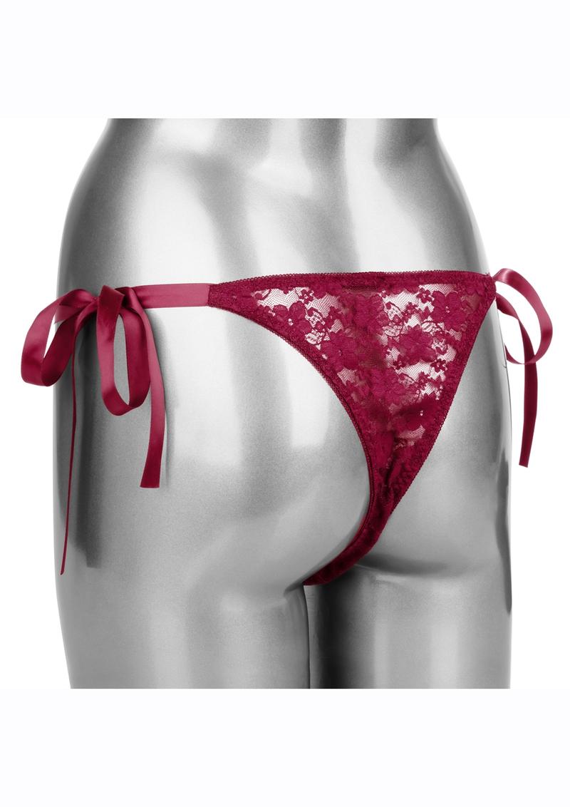 Remote Control Rechargeable Lace Thong - Red - Set