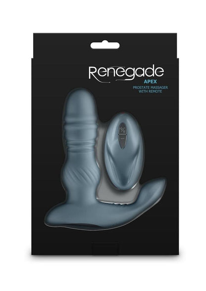 Renegade Apex Rechargeable Silicone Prostate Massager with Remote - Gray/Grey