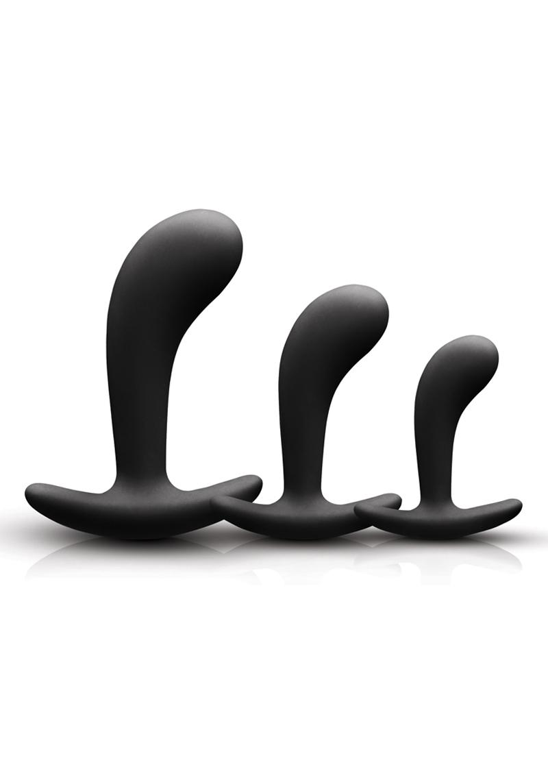 Renegade P-Spot Kit Silicone Anal Plugs - Black - Set Of 3