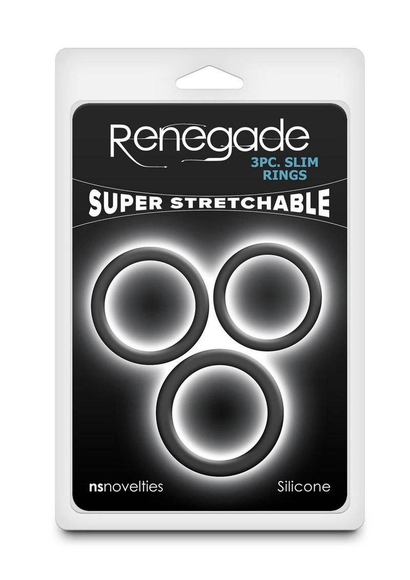 Renegade Slim Silicone Rings - Black - 3pc/Set