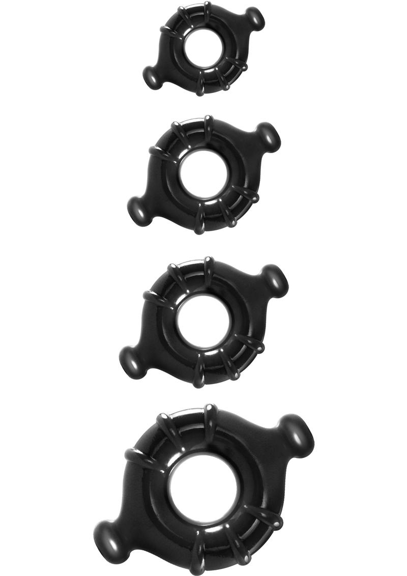 Renegade Vitality Cock Ring Kit - Black - 4 Per Set