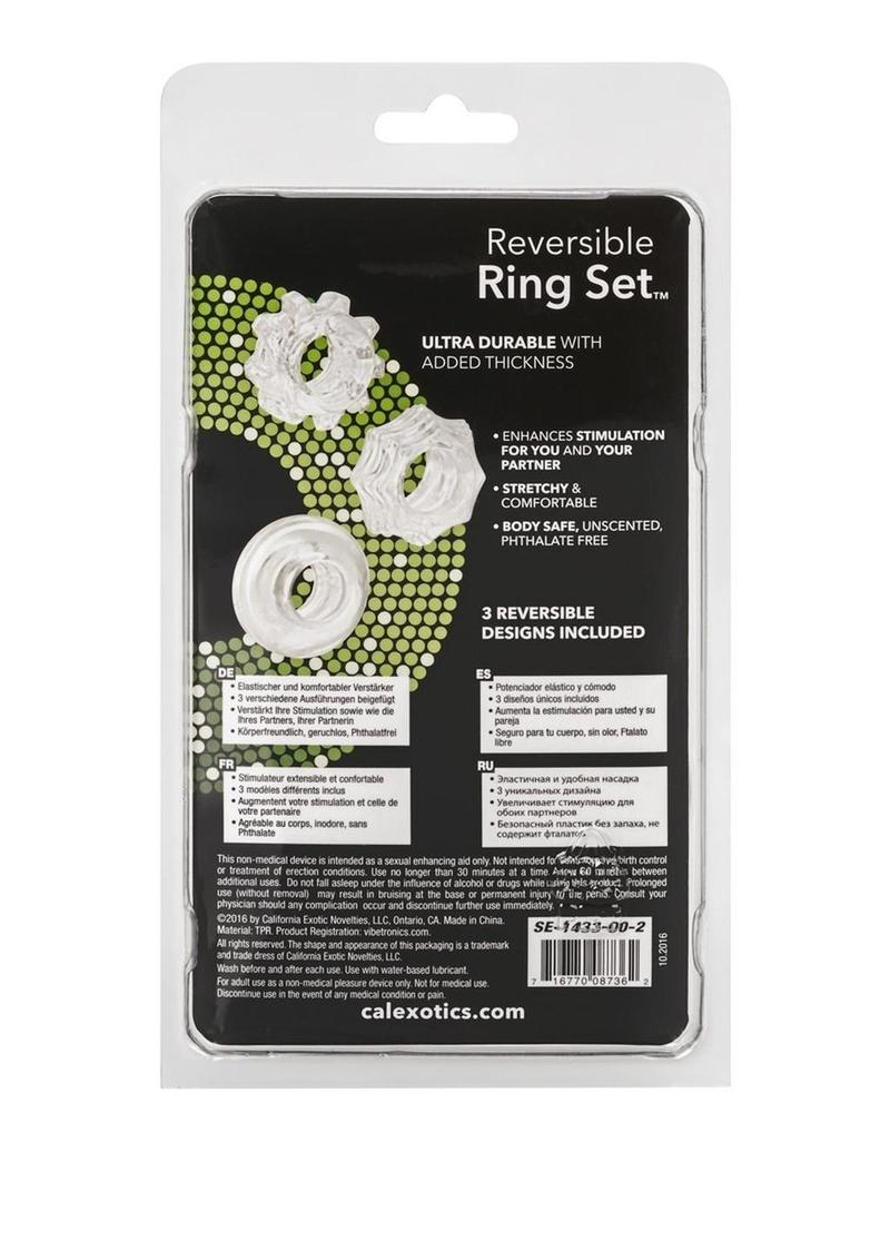 Reversible Ring Set Silicone Cock Ring - Clear - 3 Piece Set