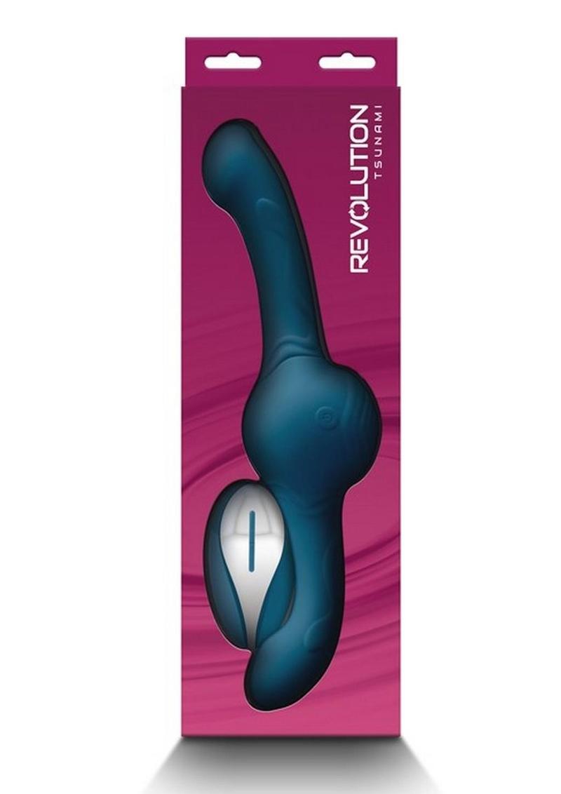 Revolution Tsunami Rechargeable Silicone Vibrator with Remote Control - Teal