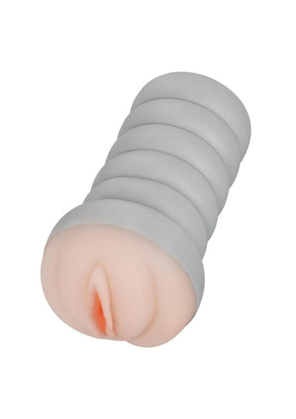 Ribbed Gripper Dual Density Textured Masturbator - Pussy - Ivory/Vanilla