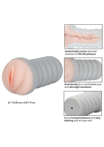 Ribbed Gripper Dual Density Textured Masturbator - Pussy