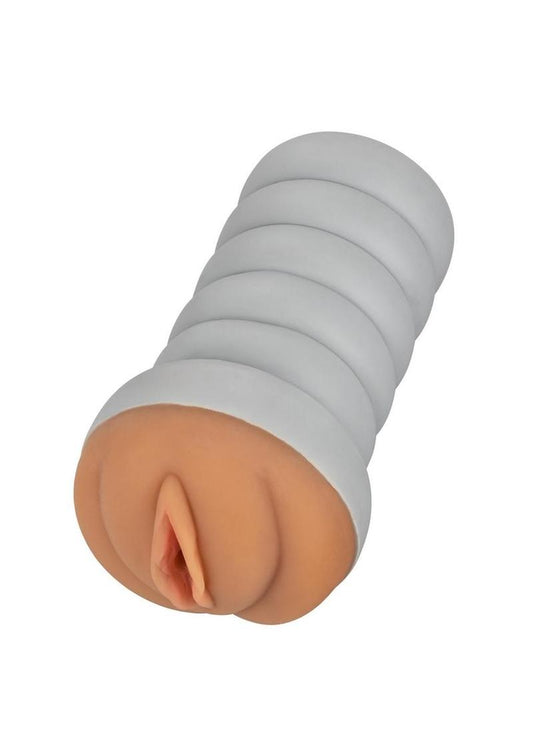 Ribbed Gripper Tight Pussy Dual Dense Textured Masturbator Stroker - Brown - 6in