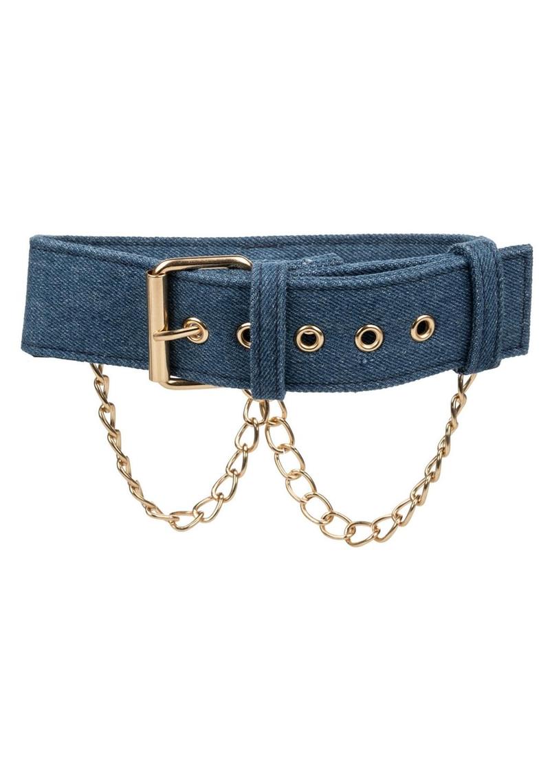 Ride 'Em Premium Denim Collection Collar with Leash - Blue