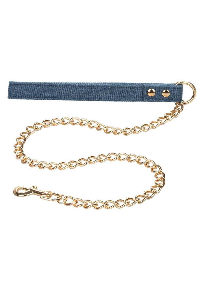 Ride 'Em Premium Denim Collection Collar with Leash - Blue