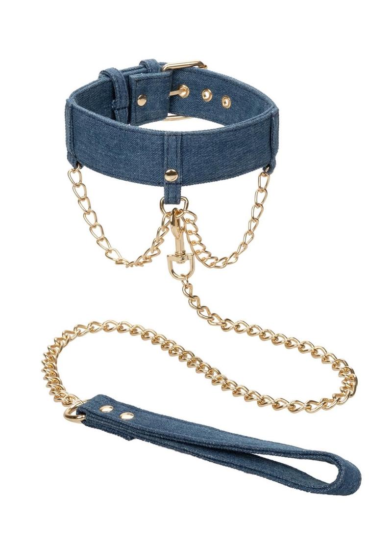 Ride 'Em Premium Denim Collection Collar with Leash