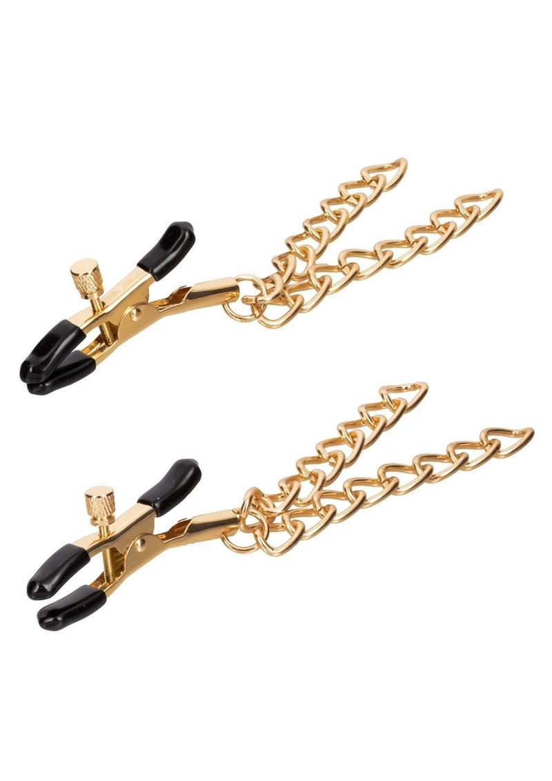 Ride 'Em Premium Denim Collection Nipple Clamps - Gold