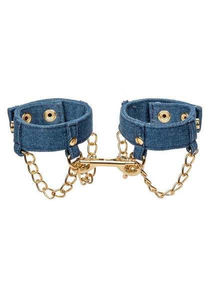 Ride 'Em Premium Denim Collection Wrist Cuffs - Blue