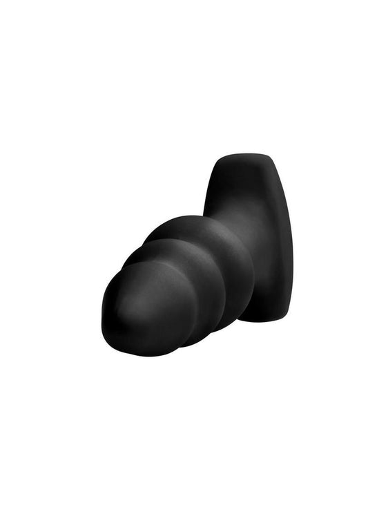 Rimmers Model I Rechargeable Silicone Rippled Rimming Plug with Remote Control - Black