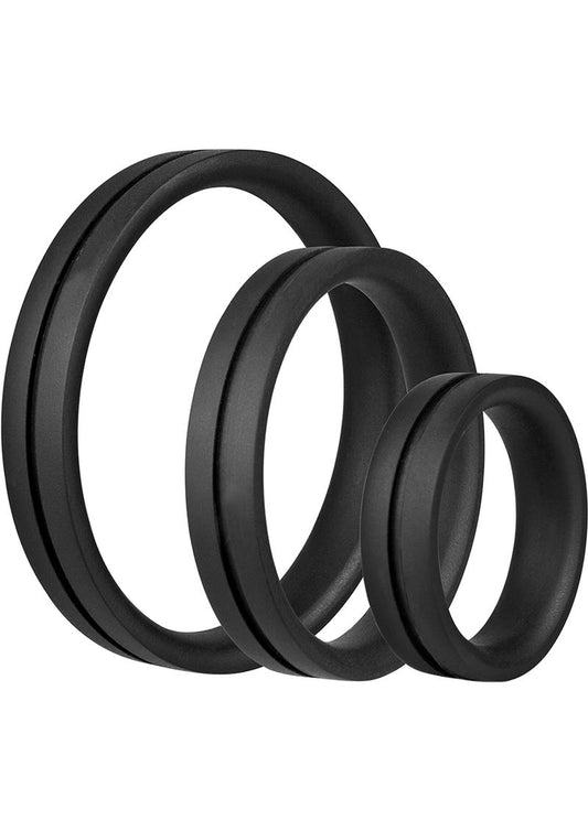 Ringo Pro X3 Silicone Cock Rings Set Waterproof - Black - 3 Piece/Pack