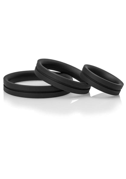 Ringo Pro X3 Silicone Cock Rings Set Waterproof - Black - 3 Piece/Pack