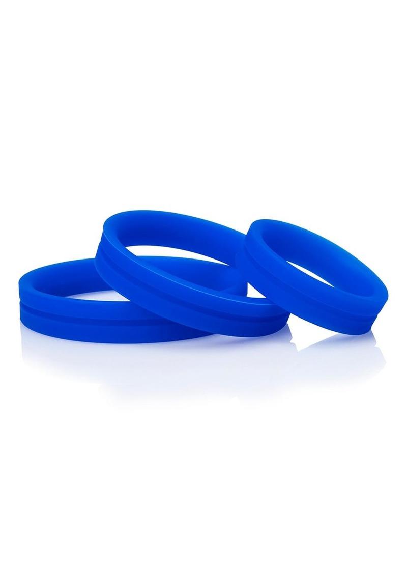 Ringo Pro X3 Silicone Cock Rings Set Waterproof - Blue - 3 Piece/Pack