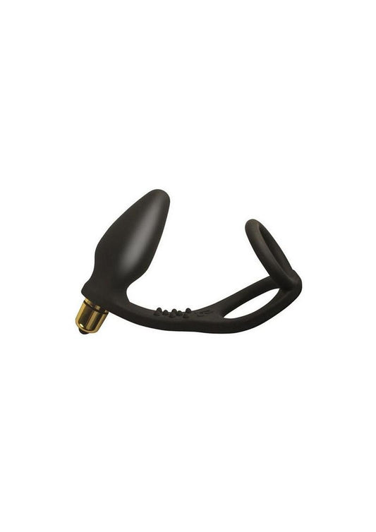 RO-Zen Vibrating Silicone Cock Ring with Butt Plug - Black