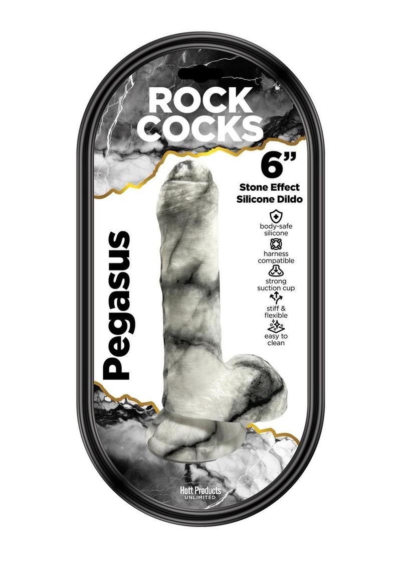 Rock Cocks Pegasus Silicone Dildo - Black/White - 6in