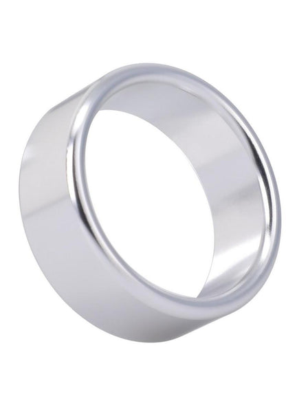 Rock Solid Brushed Alloy Aluminum Cock Ring - Metal/Silver - Large