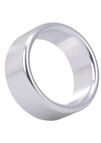 Rock Solid Brushed Alloy Aluminum Cock Ring - Metal/Silver - Medium