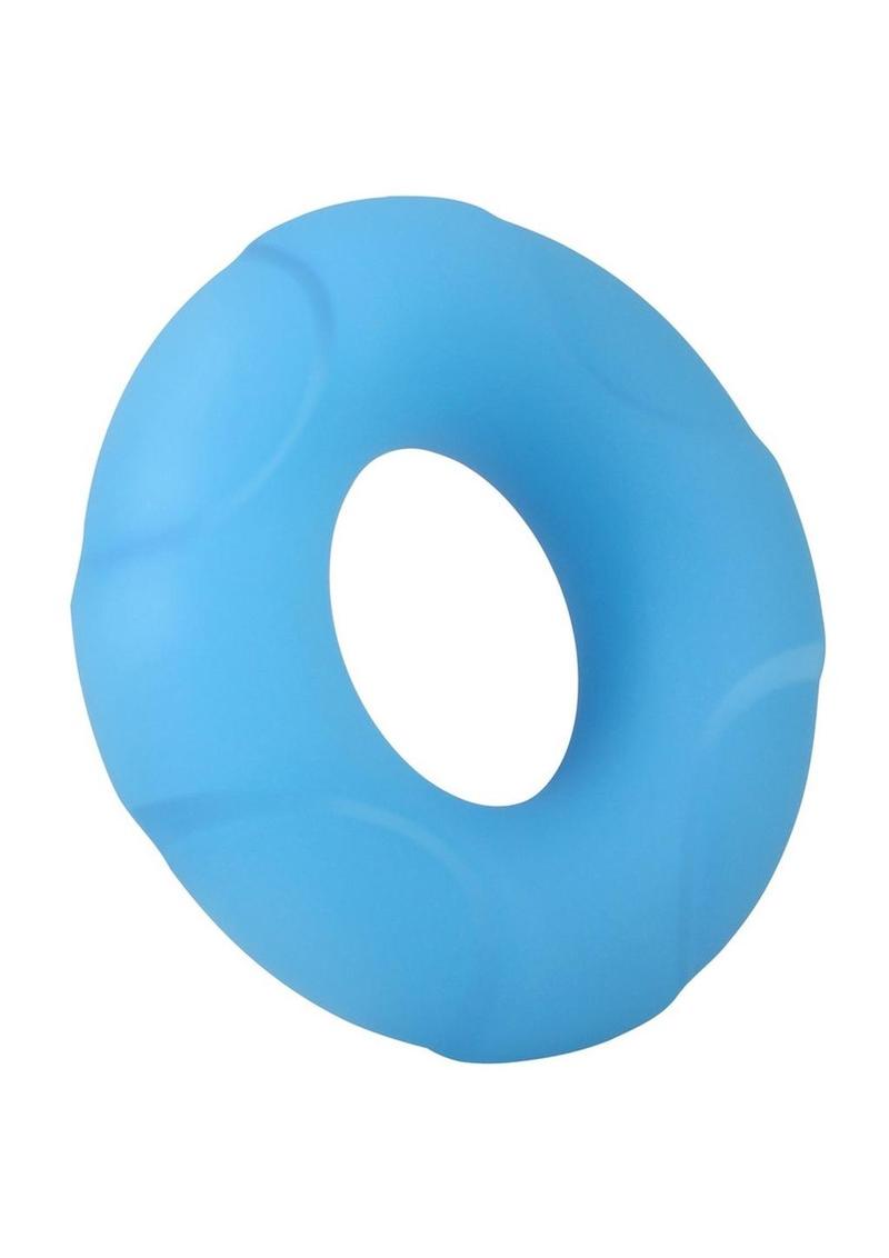 Rock Solid Lifesaver Glow In The Dark Silicone Cock Ring - Blue/Glow In The Dark