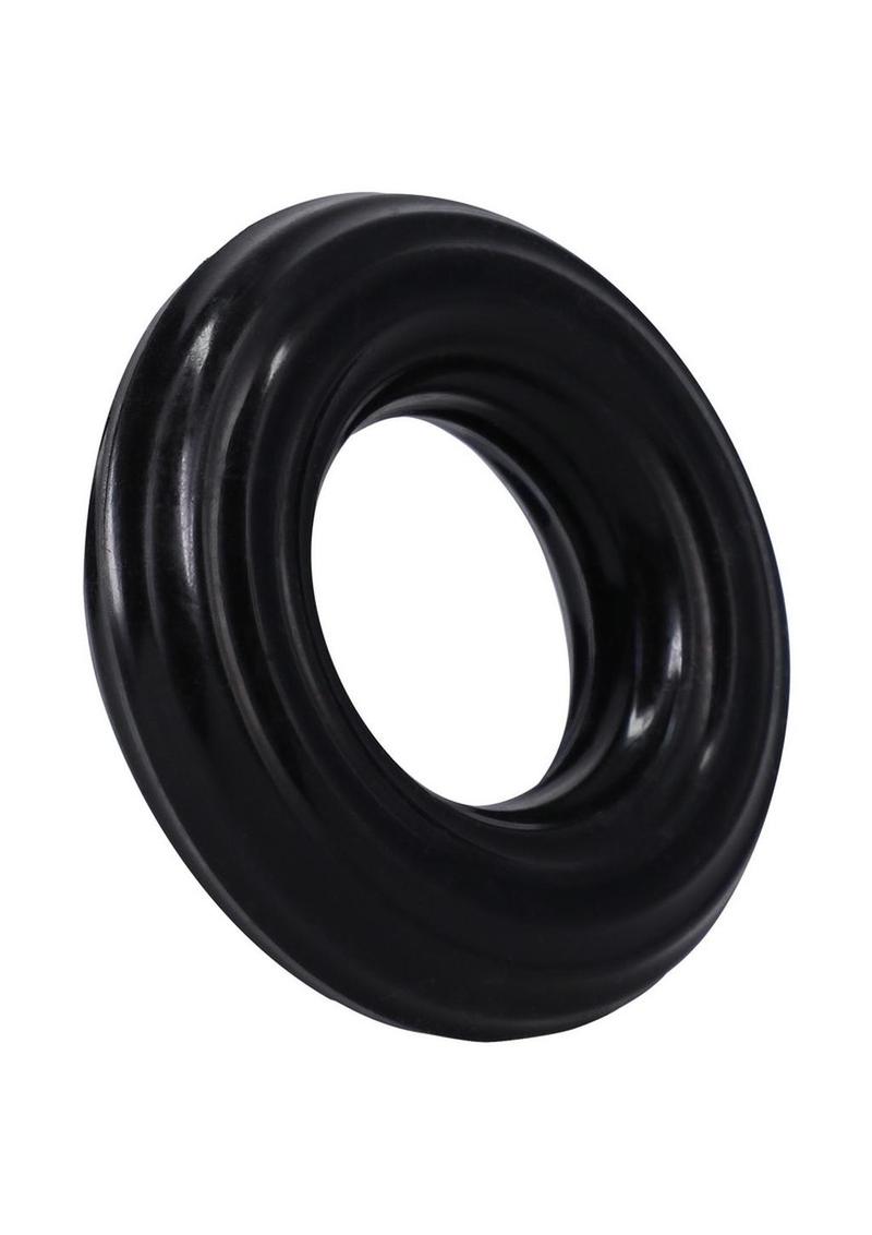 Rock Solid Ribbed Donut Silicone Cock Ring - Black